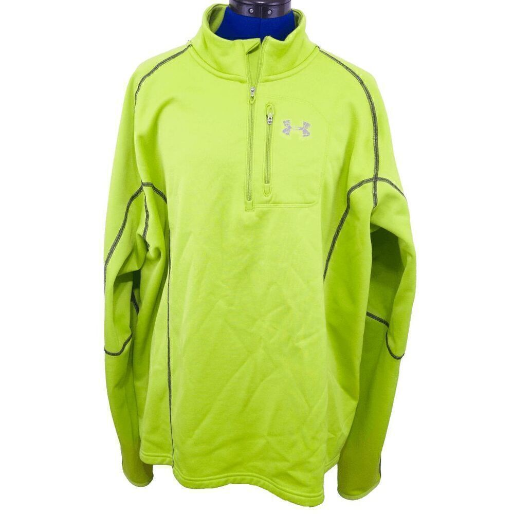 Under Armour Light Weight Quarter Zip Pullover Lime Green 2XL Cold Gear